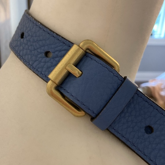 Cole Haan Blue/Lilac Soft Pebble Leather Hobo Style Shoulder Bag. - Picture 4 of 14